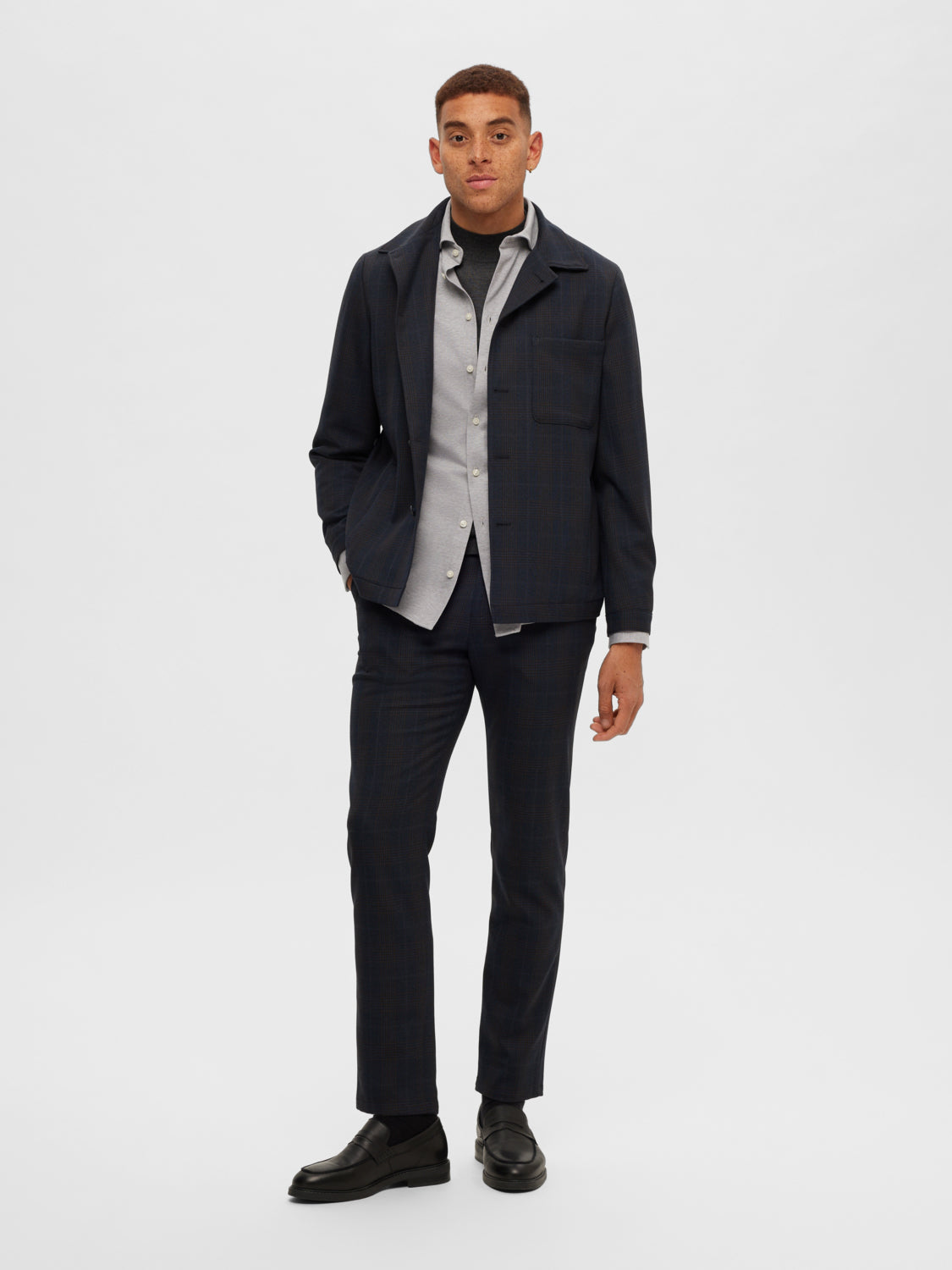 Slim Bond Pique Skjorte - Blå/ Pure Cashmere